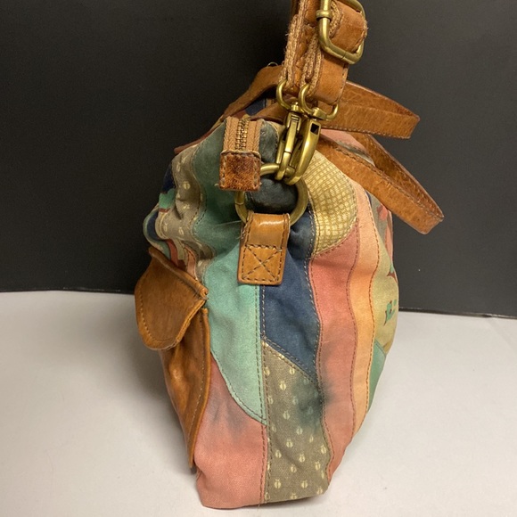 Fossil Fabric Crossbody Top Handle Patchwork Purse - Picture 5 of 17